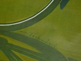 a painting of a bicycle on a green surface