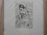 drawing of a woman standing in a field with her back to the camera
