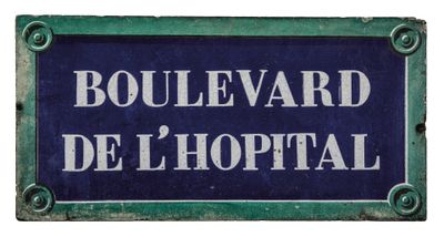 blue and white sign with the words boulevard de l ' hospital on it
