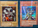 two cards with different designs on them on a blue background