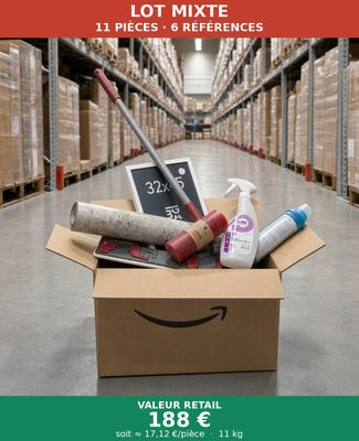 an image of a cardboard box filled with items in a warehouse