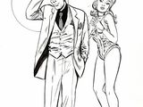 a drawing of a man and a woman standing next to each other