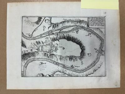 dessin représentant une carte d'une rivière avec une montagne en arrière-plan