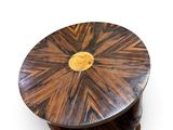 an image of a wooden table with a circular top