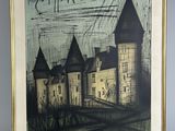 une image représentant un tableau d'un château dans un cadre doré