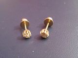 une paire de boucles d'oreilles à clous plaquées or sur un fond noir