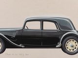 dessin représentant une voiture noire sur fond beige, avec une inscription