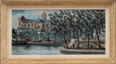 Raymond BESSE (1899-1969) "Vue de l'église Saint-Gervais et …