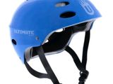 a blue helmet that is on a white background