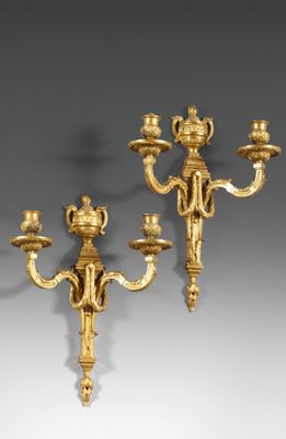 paire d'appliques murales anciennes en laiton