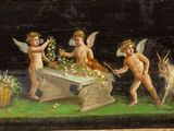 a painting of angels with flowers in a box