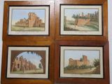 trois photos encadrées représentant un château devant lequel se promène un homme