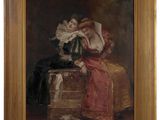 une image représentant un tableau où l'on voit deux femmes assises sur une caisse