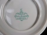 a white plate with a green design on it