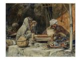 une image représentant un tableau où l'on voit un homme et une femme dans une grotte