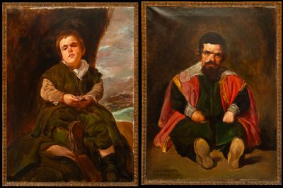 Paire de tableaux avec nains, XIXe siècle, d'après Diego de …
