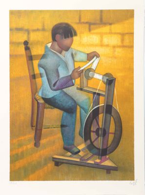 Louis TOFFOLI (1907-1999) Le fileur péruvien - 1986 Lithogra…