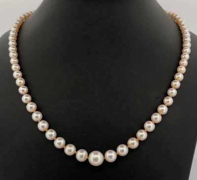 Collier de perles de culture en chute à fermoir en or jaune 750 milliè - Photo 1