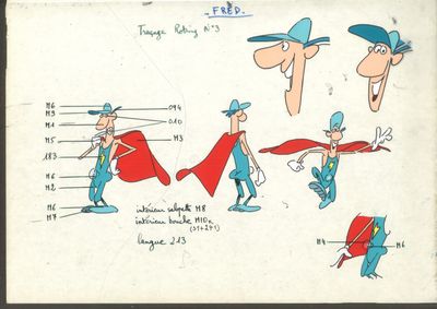 sketches of a cartoon character from the flint show