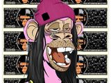 illustration représentant un singe portant un chapeau rose et un t-shirt vert
