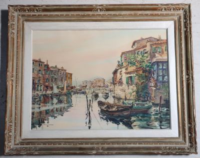 Georges CHAPPUIS (1920-2010) Vue d'une cité lacustre provenç…