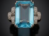une bague aigue-marine et diamant
