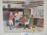 a painting of a group of people sitting around a table