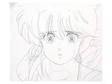 anime drawing of a girl with blue eyes and long hair