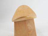 wooden house with a mushroom on the roof on a white background
