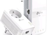 an image of a white powerline adapter and a power cord