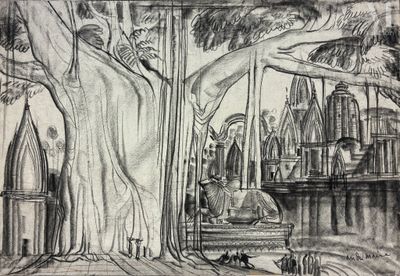 un dessin en noir et blanc représentant un arbre avec une balançoire
