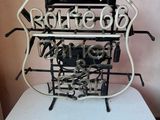 an old sewing machine sitting on top of a white table
