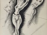 an image of a black and white drawing of a woman in a bathing suit