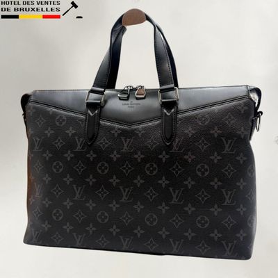 louis vuitton black monograme leather briefcase bag