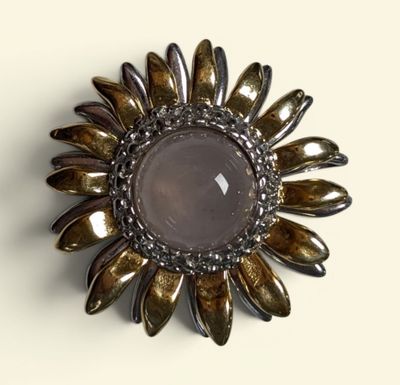 Broche "Fleur de Tournesol" en argent massif 925/oo partiell…