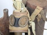 a pair of gas masks sitting on top of a table