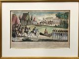 framed picture of a painting of a military parade with men on horses