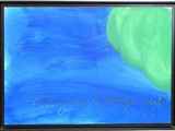 une image représentant une peinture d'une vague bleue et verte sur laquelle figure une citation