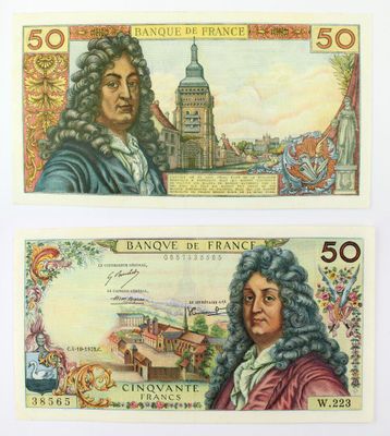 two different bank notes with a portrait of a man and a woman