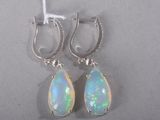 white oplite drop earrings with sterling bails