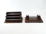 pair of wooden and glass bookends on a white background