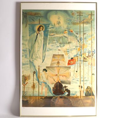 LITHOGRAPHIE "LA DÉCOUVERTE DE L'AMÉRIQUE" d'après Salvador …
