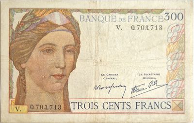 300 francs lettre V ( février 1939), peu courant, TTB