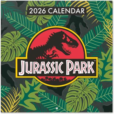 a calendar with a jurassic park logo on it