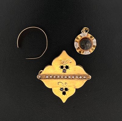 Ensemble de bijoux cassés en or jaune et or gris 750 millièmes compren - Photo 1