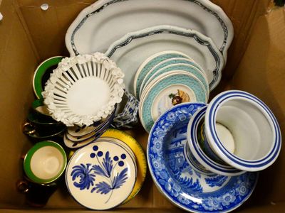 a box full of plates and bowls in it