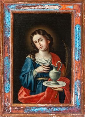 an image of a painting of a woman holding a cup and saucer