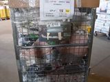 a cart with a lot of items in it in a warehouse