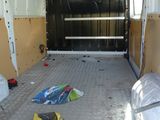 a van that has been vandalized and is in the process of remodeling