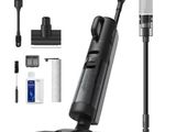 a close up of a vacuum cleaner and accessories on a white background